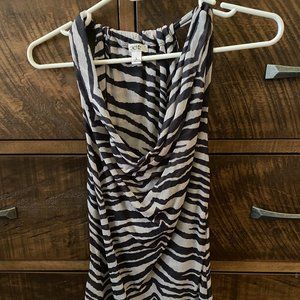 Cache Navy/White Swoop Neck Long Tank Top (Large)